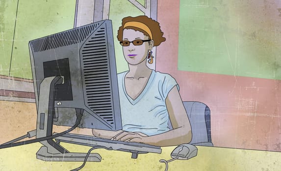Businesswoman using a computer