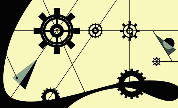 Gears on a yellow surface