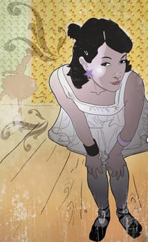 Portrait of a woman bending forward