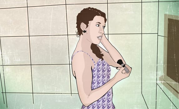 Woman holding a make-up brush