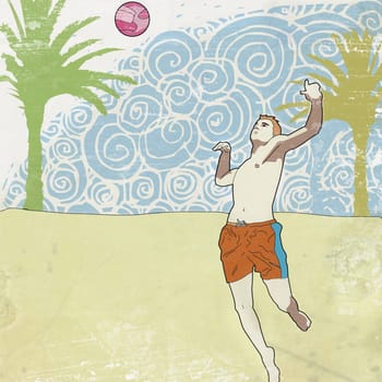 Man playing beach volleyball