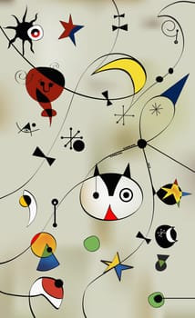Cat face with stars and moons