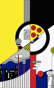 Buildings with abstract patterns