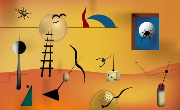 Group of objects on an abstract pattern