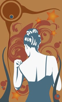 Woman adjusting her dress