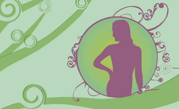 Silhouette of a naked woman looking sideways