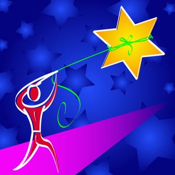 Man pulling on a star