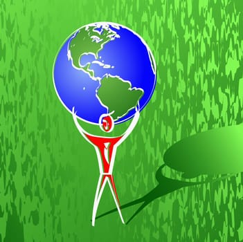 Man standing and holding a globe