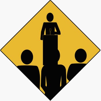 Person standing at podium and giving a speech