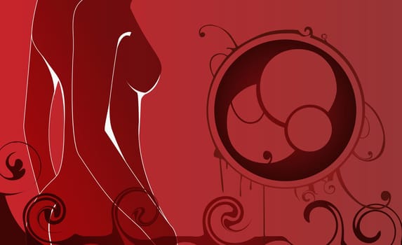 Mid section view of a naked woman