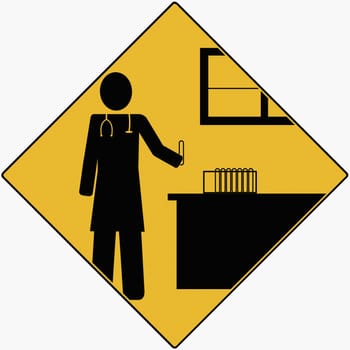 Silhouette of a doctor holding a test tube