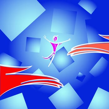 Man jumping from one human hand to another