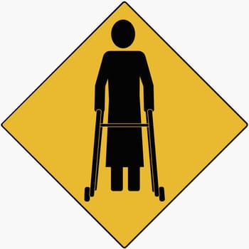 Patient standing with a walker