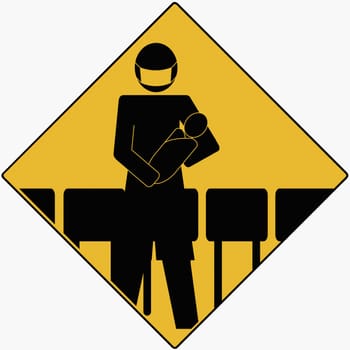 Silhouette of a doctor carrying a baby in a hospital nursery