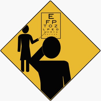 Optometrist pointing at an eye chart