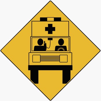 Two people sitting in an ambulance