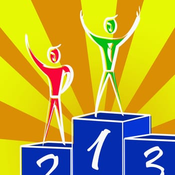 Two people standing at a podium