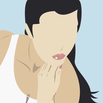 Young woman with her hand under her chin