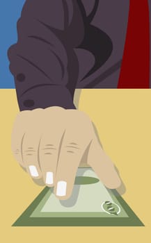 Businessman's hand on a currency note