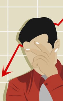 Businessman touching his forehead