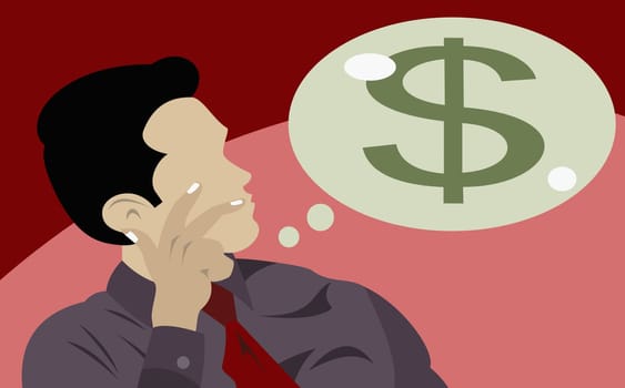 Businessman thinking about money