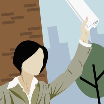 Businesswoman hailing a taxi