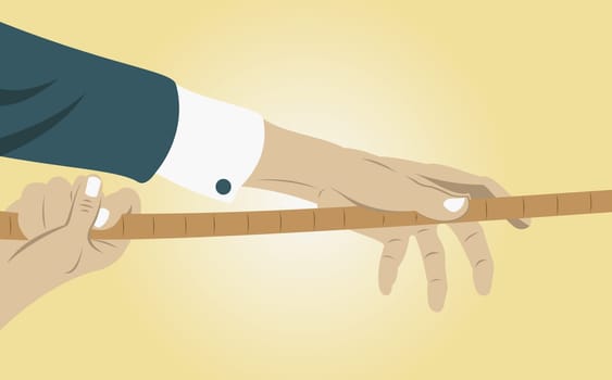 Businessman pulling a rope