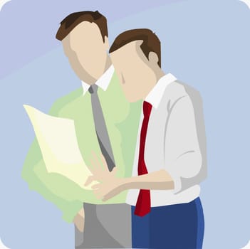 Two businessmen standing together and talking