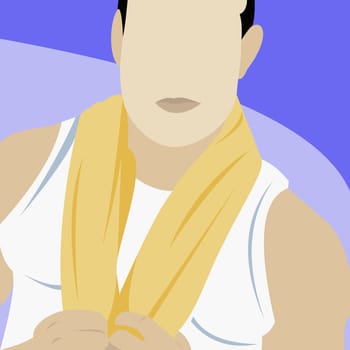 Young man with a towel around his neck