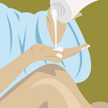 Woman pouring moisturizer on her hand