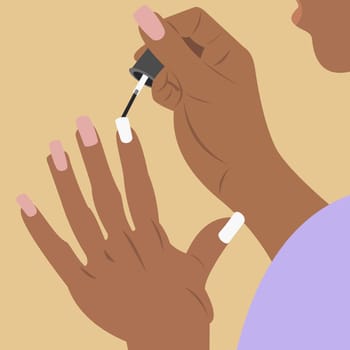 Woman applying nail polish on her fingernails