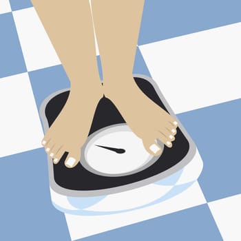 Woman standing on a weighing scale