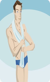 Young man with a towel around his neck