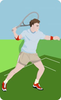 Young man playing tennis