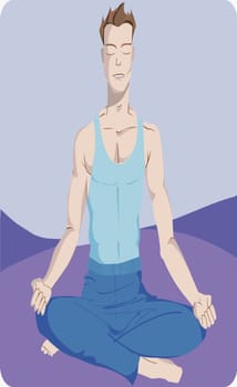 Young man meditating