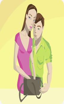 Young couple holding a bag