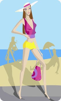Young woman standing on the beach