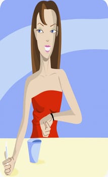 Young woman checking the time