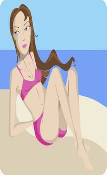 Young woman sunbathing on the beach