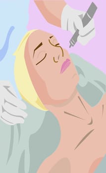 Young woman getting laser treatment on her face
