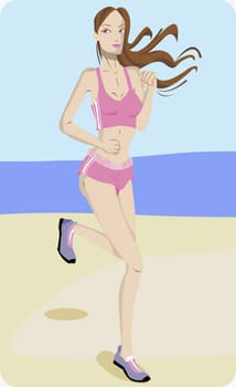 Young woman running on the beach