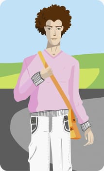 Young man carrying a shoulder bag