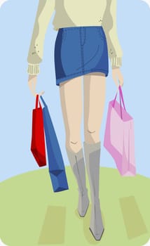 Woman carrying shopping bags