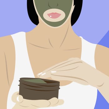 Young woman applying a pack on her face