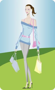 Young woman carrying shopping bags