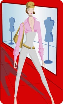 Young woman standing in a shopping mall