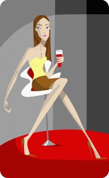 Young woman holding a drink in a restaurant