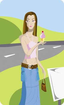 Young woman holding an ice-cream cone
