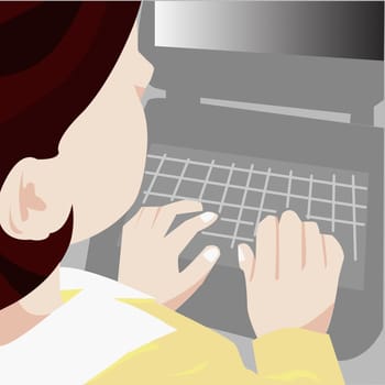 High angle view of a businesswoman using a laptop