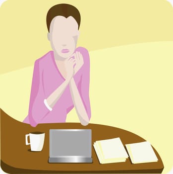 Businesswoman sitting at a desk in an office